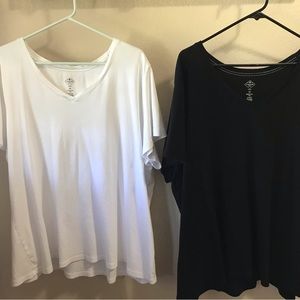 White & Black 4x St. John’s Bay Essential Tees. Both 100% Cotton